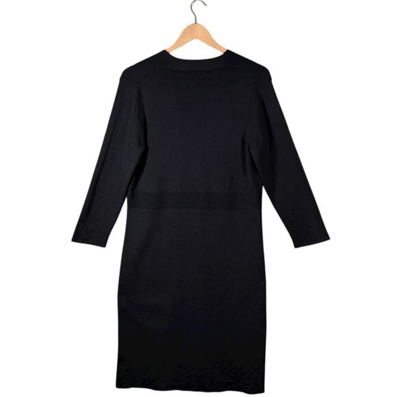 Banana Republic Black V-Neck Stretch Knit Dress | Silk Cotton Blend Bodycon | L - Picture 11 of 11